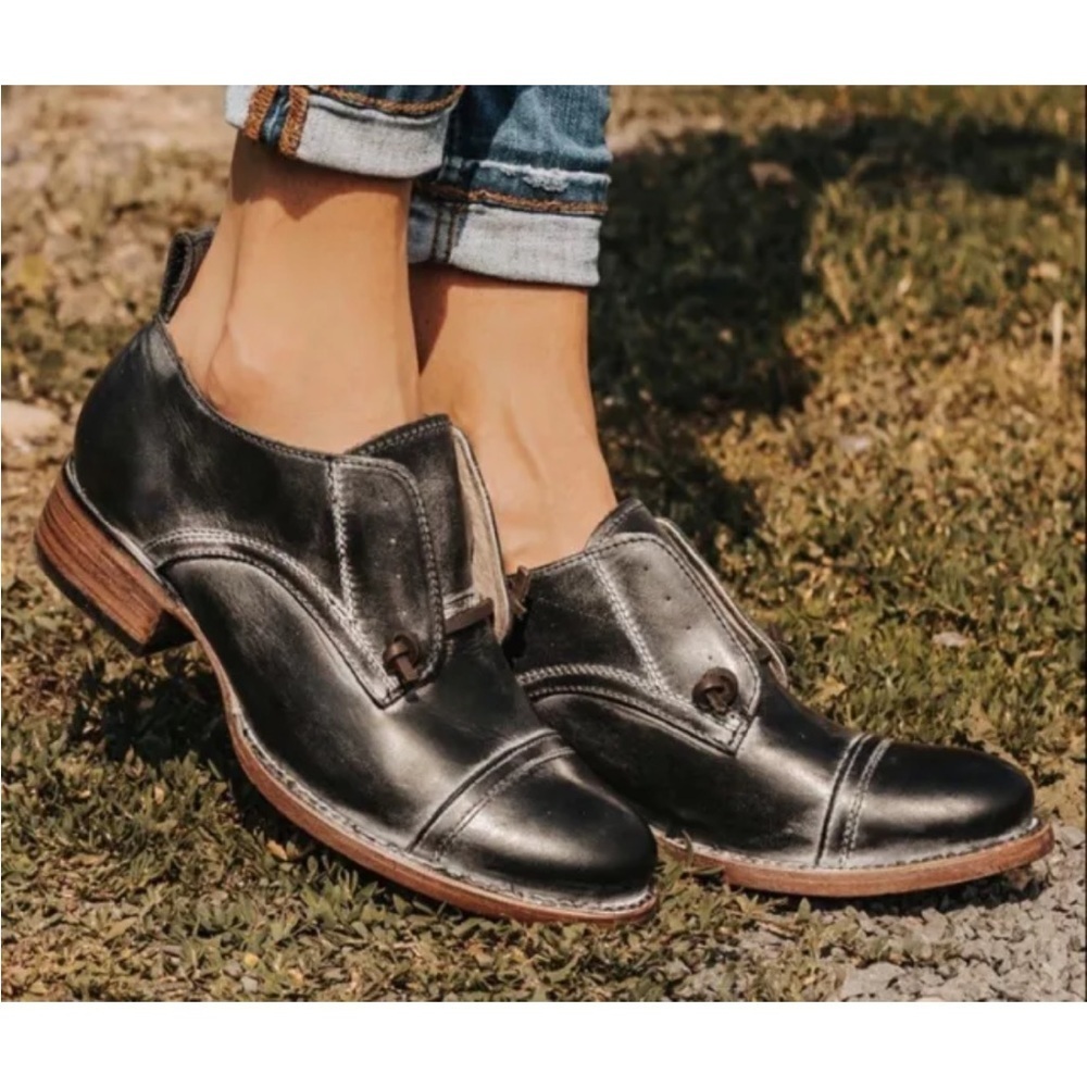 Freebird MABEL Distressed Black Leather Oxford Shoes Women size US 5 / 35 5.5